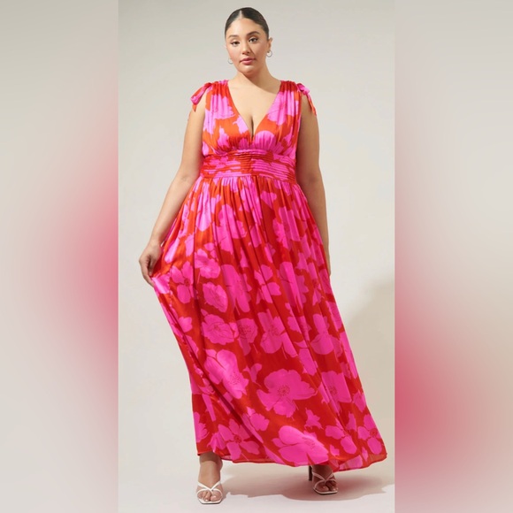 🌹SOLD OUT 🌹NWT Sugarlips Elegant Pink and Red Maxi Dress size 2X 🌹 - Picture 2 of 8